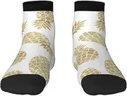 [EdWal] golden pineapple background print Men's Moisture Control Crew Socks Socks For Men and Women Gifts For Golf, Hunting, Camping