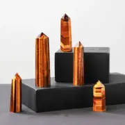 Natural Tiger Eye Crystal Quartz Point Obelisk Wand Rock Stone Hexagonal Tower