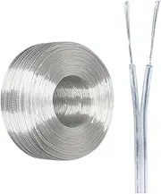 2-core 18-28AWG Clear Cable 300V Tinned Copper Core Parallel Wire UL Certified PVC Double Core Transparent Electronic Wire for Outdoor LED Light String, Lighting Equipment(15ft,22/2AWG)