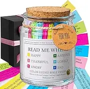 Bible Verse Jar, Read Me When Bible Verses Jar for Emotions and Feelings, Christian Women, Mothers Day, Birthday & Graduation,Prayer Cards Comes With A 48-inch Ribbon Bow