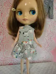 Blythe/Skipper Doll Clothes 3 Pc Zebra Top, Skirt & striped Capris