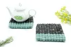 Felt Ball Square Trivet - Pom Pom Kitchen Trivet - Set of 3 -17CM -Kitchen Decor