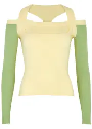 Gimaguas Latte Cut-out Knitted Jumper - Yellow - S (UK8-10 / S) S (UK8-10 / S)
