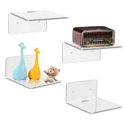 4 Pack Wall Floating Shelves Storage Shelf Small 4'' Acrylic Display Ledges