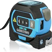 Almighty Ruler, 2025 The Almighty Ruler 3-in-1 Laser Measuring Tape, Digital Tape Measure with Laser Almighty Tools, Laser Rangefinder with LED Display, Laser Measuring Tool(Blue,5m Laser 60m/Steel Ru