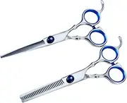 WOFASHPURET 1Pair Professional Hair Cutting Scissors Set Durable Hairdressing Tools with Teeth and Straight Scissors for Barbers and Home Use Random Color Screw