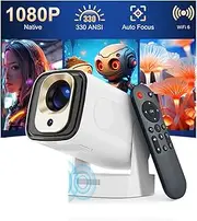 HY310 Android 11 4K Native 1080P Projector with Native Auto Focus 330ANSI Dual WiFi BT5.4 Air Mouse Outdoor Home Movie Projector with Speaker