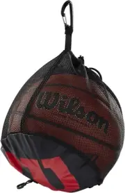 Wilson Ball Bag with 2 clips to secure ball to a backpack/ Universal Black Color