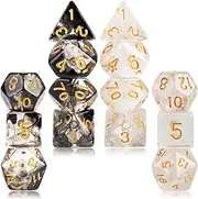 2 Sets Transparent Resin Polyhedral 7-Die Dice Set Fit Dungeons and Dragons Smoke DND Dice for Role Playing Game RPG MTG Table Game Dice (Black, White)