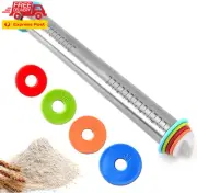 Rolling Pin with 4 Removable Adjustable Thickness Rings, Adjustable Stainless St
