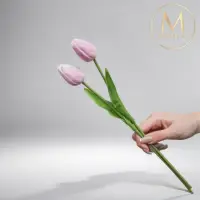 在飛比找momo購物網優惠-【Floral M】荷蘭蜜桃鬱金香仙氣紫仿真花花材（5入/組