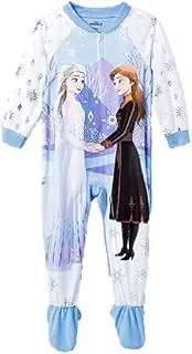 [Disney Frozen] Frozen II Toddler Girls Elsa Anna Footed Pajamas Blanket Sleeper Pajamas (3t) White
