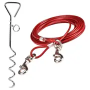 Tie Out Stake Cable Pet Dog Camping Ground Garden Screw Spike Pole Wire Lead