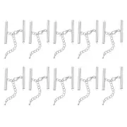 20Sets Slide on End Clasps, 35mm Tube Slider Crimp Cord Ends, Silver White
