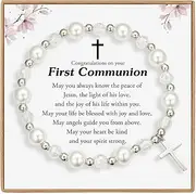 [Famdecor] Cross Bracelet for Baptism Gifts for Girl First Communion Gifts for Girls Goddaughter Gifts from Godmother Goddaughter Gifts from Godfather