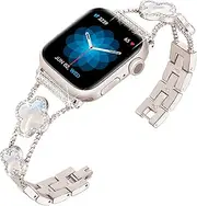 [Vamyzji] Compatible with Apple Watch Band 42mm 41mm 40mm 38mm Bling Luxury Elegant Charms Jewelry Metal iWatch Band for Apple Watch Series 10 9 8 7 6 5 4 3 2 1 Se for Women Girls(Starlight)