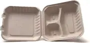 [Pack of 75] Green Wave Ovation OV-B093 3-compartment Clamshell Food Container