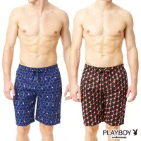 在飛比找Yahoo奇摩購物中心優惠-PLAYBOY 居家短褲 純棉品牌LOGO印花海灘褲 居家褲