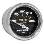 Autometer Carbon Fiber Water Temperature Gauge Electric - 100 - 250 F, 2 1/16 Inch, Short Sweep, AU4737