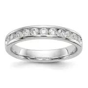 0.51ct. CZ Solid Real 14K White Gold 11-Stone Channel Wedding Band Ring