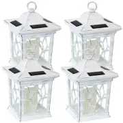 Lucien Outdoor Solar Candle Lantern - 9 in - White - Set of 4 by Sunnydaze