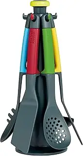 [Casdon] Joseph Joseph Elevate | Colourful Kitchen Utensil Set for Children Aged 3 Years & Up | Comes with Rotating Storage Stand!