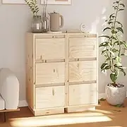 Solid Pine Wood Sideboards, 2 pcs, 32x34x75 cm, Durable Storage Cabinets for Living Room Entryway