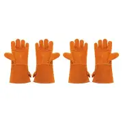 2Pair 3038-1 Welding Gloves 14" Fire Heat Resist Cowhide Leather Grill Gloves