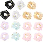 LOORGVEL Dorable Candy Flower Hair Scrunchies 15pcs Ponytail Holder Set for Women Stylish Hair Ties