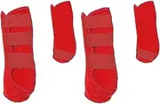 Abbraccia 4Pcs Horse Boots Leg Guard Support Neoprene Professional Leg Wraps Leg Protection for Riding Training Equestrian Accessories, red