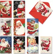 ​ Christmas Vintage Greeting Cards 27 Pack Santa Xmas Holiday Greeting Cards Bla