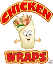 Chicken Wraps Decal 14" Sandwich Concession Van Food Truck Food Vinyl Menu Signs