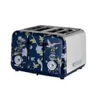 Laura Ashley Toaster 4-Slice+Automatic Shut-Off+Crumb Tray+Browning Control Navy