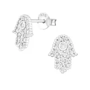 Silver Hamsa Ear Studs