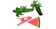 2 Set (4 Ct) Coconut / Watermelon Beach Towel Clips