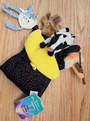 Folkmanis Hey Diddle Diddle puppet hand mitt NWT cat fiddle cow moon dog dish
