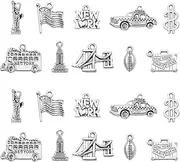 [Ornazy] 100pcs 10 Styles Antique Silver Charms Small Pendant Bulk Lot for Jewellery Making DIY Accessories