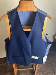 Coulture Debonair Suit Vest Mens Size M Medium Navy NWT Adjustable Friar Tux