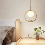 TONFON Modern White Bird Decorate Chandelier Wood Glass Globe Pendant Light Single Head Dining Table Hanging Light for Kitchen Island Living Room Bedroom Bedside Dining Room Hallway