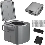 Portable Travel Potty Toilet - Ergonomic Handle Outdoor Toilet | Heavy Duty Side Storage Bracket Training Seat Potty for Truck Boating Kids Hiking Rv Beach Adults