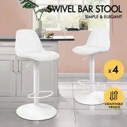 ALFORDSON 4x Bar Stools Kitchen Swivel Chair Leather Gas Lift Philip WHITE