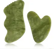 Gua Sha Set of 2 Jade, Gua Sha Stone for Face and Body, Guasha Massage Tool for Lymphatic Drainage and Skin Care, Gift for Women