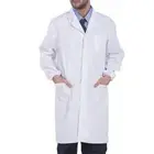 Men Scrubs White Lab Coat Nurse Doctor Uniform Lapel Collar Long Sleeve