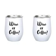 2x Wine Or Coffee 360ml Stainless Steel Double Walled Tumbler Insulated Cup/Mug