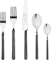 MEPRA 10N622005 Fantasia Black 5-Piece Durable 18/10 Stainless Steel American Style Flatware Cutlery Set for Fine Dining, Dishwasher Safe, Service for 1