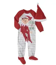 Elf On The Shelf Toddler Boys / Girls Blanket Sleeper Footie Kids Pajamas 3T