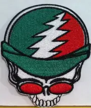 Skull Motorcycle Driver Patch W/ VELCRO® Brand Fastener Emblem Italy Colors