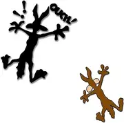 2 Pcs 9.8" 5.9" Reflective Dent Fix Car Decal, Cartoon Coyote Splat Hitting Wall Door Cars Laptop Truck Bumper Window Decal Bandaid Sticker