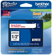 Brother 1/2" (12mm) Red on White P-touch Tape for PT2700, PT-2700 Label Maker
