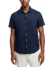 The Men's Store at Bloomingdale's Short Sleeve Linen Shirt in True Navy - Exclusive